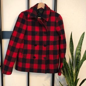 J. Crew Buffalo Check Wool Peacoat